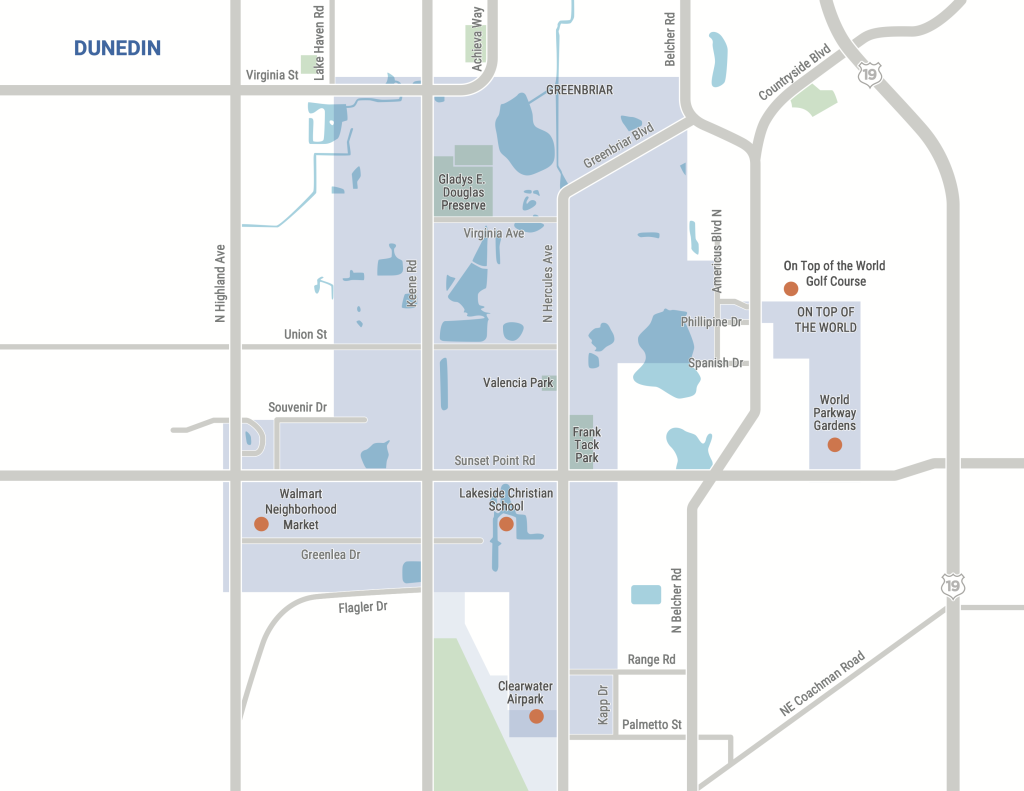 A map of Snapper Clearwater's service map displayed in a shaded blue area.